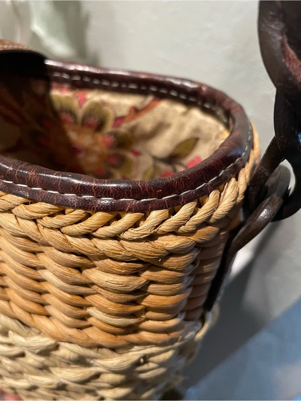 Brighton Straw Shoulder Bag with Leather Strap and Accents